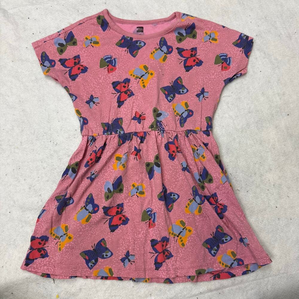 Tea Collection Pink Butterfly Print Dress 4 4T